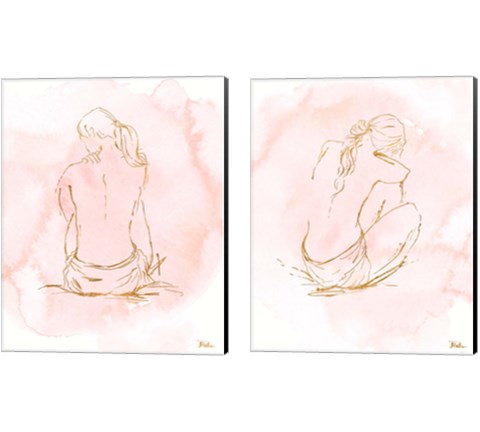 Nude on Pink 2 Piece Canvas Print Set by Patricia Pinto