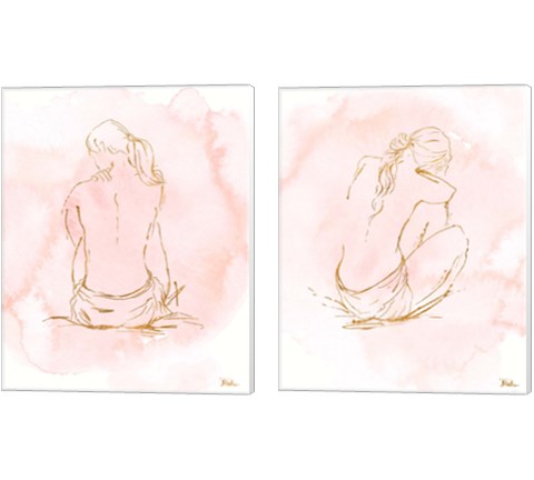 Nude on Pink 2 Piece Canvas Print Set by Patricia Pinto