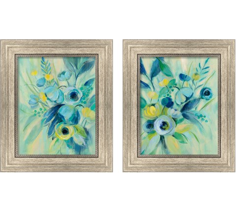 Elegant Blue Floral 2 Piece Framed Art Print Set by Silvia Vassileva