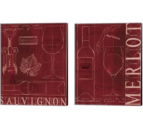 Wine Blueprint 2 Piece Canvas Print Set by Marco Fabiano