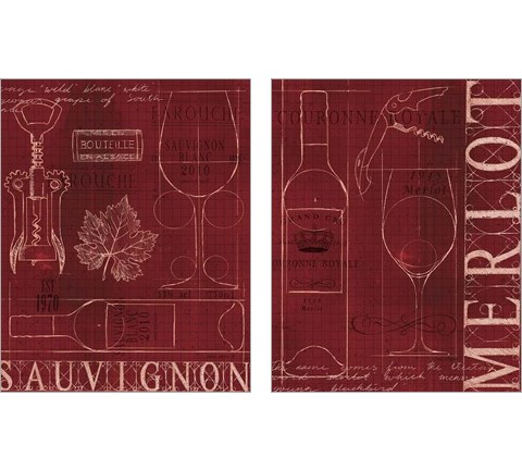Wine Blueprint 2 Piece Art Print Set by Marco Fabiano