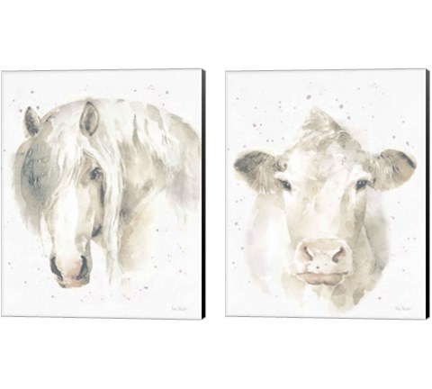 Farm Friends v2 Neutral 2 Piece Canvas Print Set by Lisa Audit