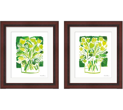 Lemon Green Tulips 2 Piece Framed Art Print Set by Farida Zaman