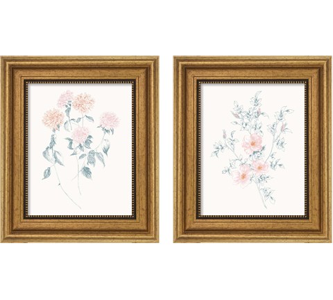 Flowers on White 2 Piece Framed Art Print Set by Wild Apple Portfolio