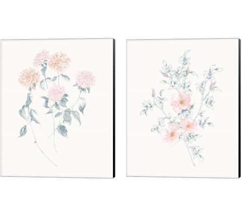 Flowers on White 2 Piece Canvas Print Set by Wild Apple Portfolio