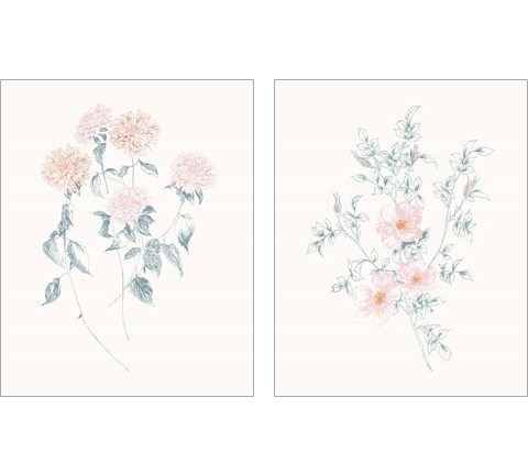 Flowers on White 2 Piece Art Print Set by Wild Apple Portfolio