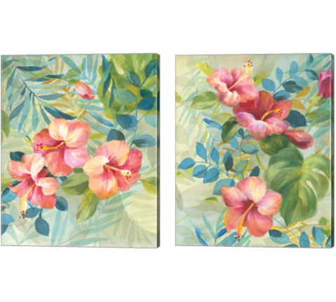 Hibiscus Garden 2 Piece Canvas Print Set by Danhui Nai