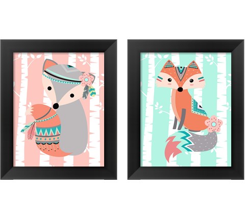 Tribal Fox Girl  2 Piece Framed Art Print Set by Tamara Robinson