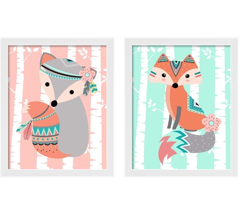 Tribal Fox Girl  2 Piece Framed Art Print Set by Tamara Robinson