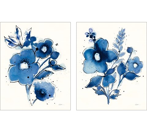 Independent Blooms Blue 2 Piece Art Print Set by Shirley Novak