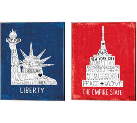 Iconic NYC 2 Piece Canvas Print Set by Michael Mullan