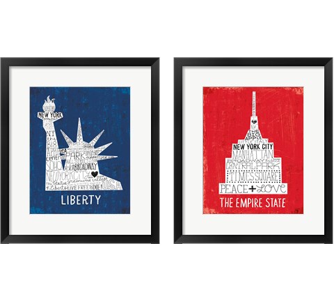 Iconic NYC 2 Piece Framed Art Print Set by Michael Mullan