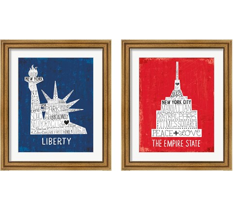 Iconic NYC 2 Piece Framed Art Print Set by Michael Mullan