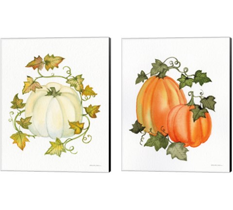 Pumpkin and Vines 2 Piece Canvas Print Set by Kathleen Parr McKenna