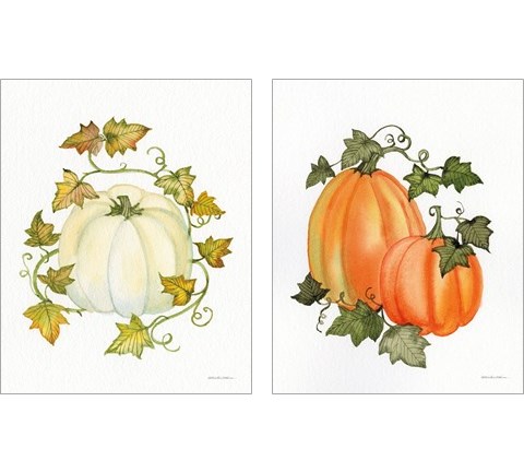 Pumpkin and Vines 2 Piece Art Print Set by Kathleen Parr McKenna