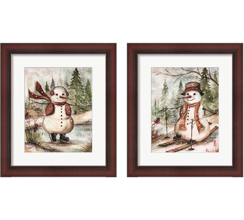 Country Snowman 2 Piece Framed Art Print Set by Tre Sorelle Studios