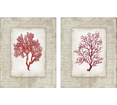 Red Coral 2 Piece Art Print Set by Aimee Wilson