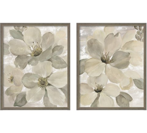White on White Floral 2 Piece Framed Art Print Set by Silvia Vassileva