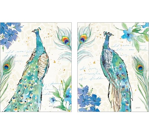 Peacock Garden 2 Piece Art Print Set by Anne Tavoletti