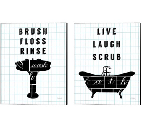 Letterform Bathroom 2 Piece Canvas Print Set by Sue Schlabach