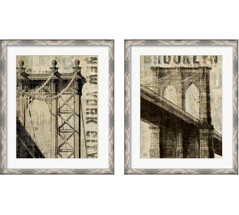 Vintage NY 2 Piece Framed Art Print Set by Michael Mullan