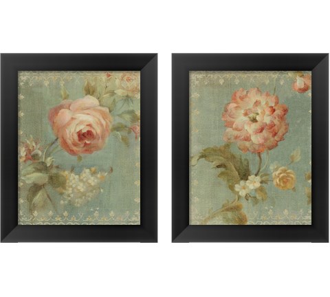 Flowers on Sage 2 Piece Framed Art Print Set by Danhui Nai