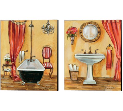Tuscan Bath 2 Piece Canvas Print Set by Silvia Vassileva