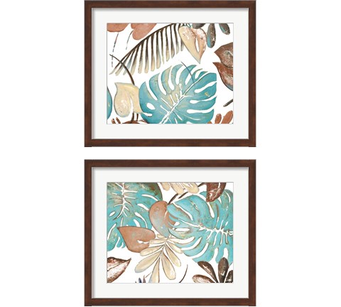 Teal and Tan Palms 2 Piece Framed Art Print Set by Patricia Pinto