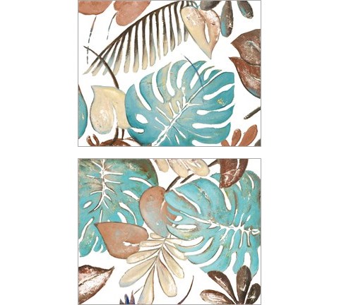 Teal and Tan Palms 2 Piece Art Print Set by Patricia Pinto