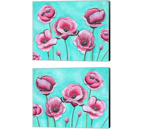 Pink Poppies 2 Piece Canvas Print Set by Elizabeth Tyndall