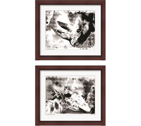 Modern Black & White Safari Animal 2 Piece Framed Art Print Set by Bluebird Barn