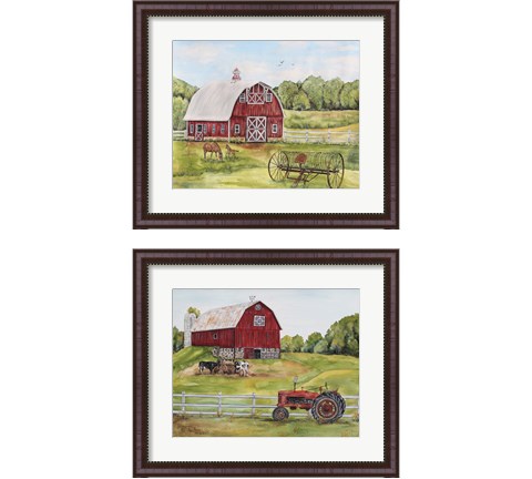 Rural Red Barn 2 Piece Framed Art Print Set by Jean Plout