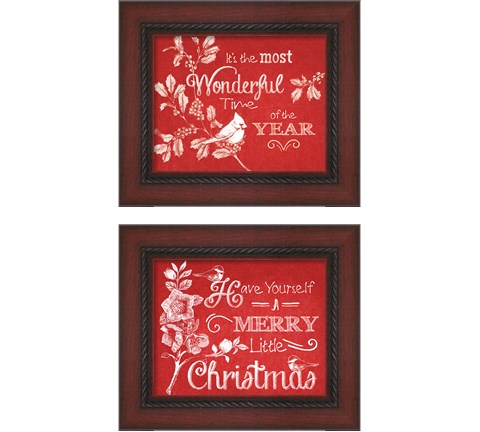 Chalkboard Christmas Sayings on Red 2 Piece Framed Art Print Set by Beth Grove