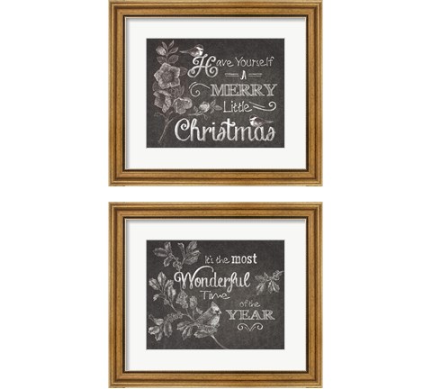 Chalkboard Christmas Sayings 2 Piece Framed Art Print Set by Beth Grove