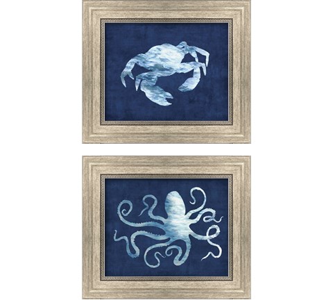 Sealife on Blue 2 Piece Framed Art Print Set by Edward Selkirk