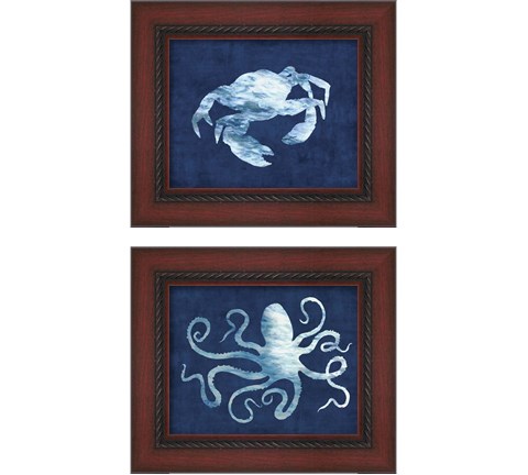 Sealife on Blue 2 Piece Framed Art Print Set by Edward Selkirk