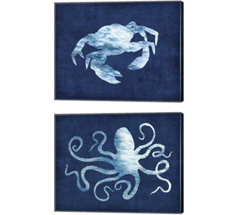 Sealife on Blue 2 Piece Canvas Print Set by Edward Selkirk