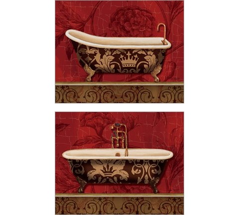 Royal Red Bath 2 Piece Art Print Set by Lisa Audit