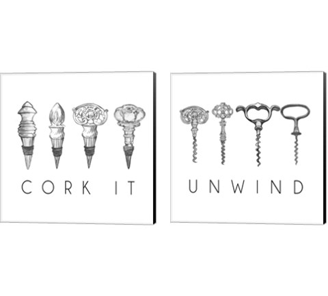 Unwind & Cork It 2 Piece Canvas Print Set by Mary Beth Baker