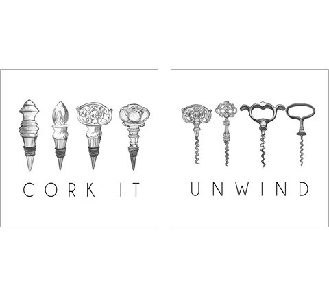 Unwind & Cork It 2 Piece Art Print Set by Mary Beth Baker