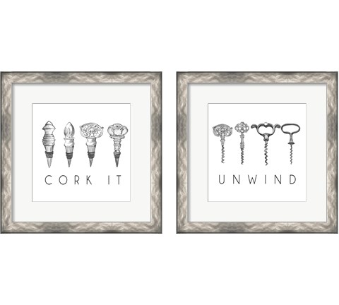 Unwind & Cork It 2 Piece Framed Art Print Set by Mary Beth Baker