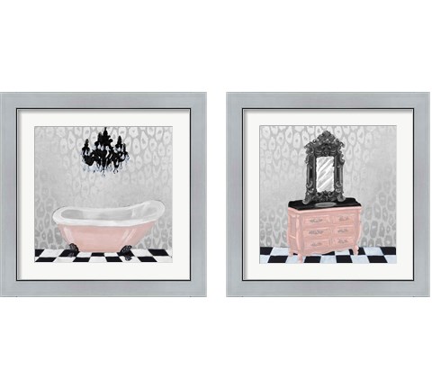 Rose Gold Bath 2 Piece Framed Art Print Set by Tiffany Hakimipour