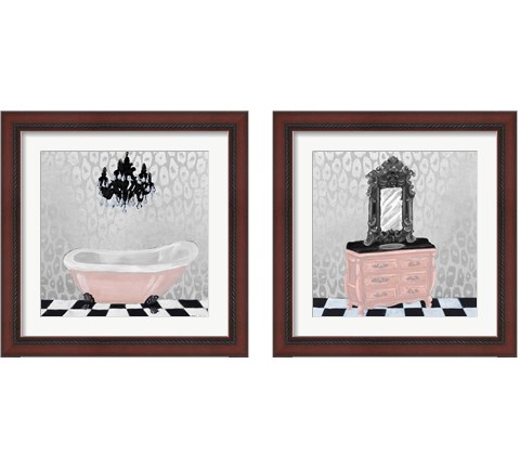 Rose Gold Bath 2 Piece Framed Art Print Set by Tiffany Hakimipour
