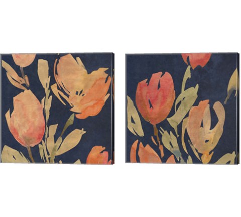 Dark Orange Tulips 2 Piece Canvas Print Set by Lanie Loreth