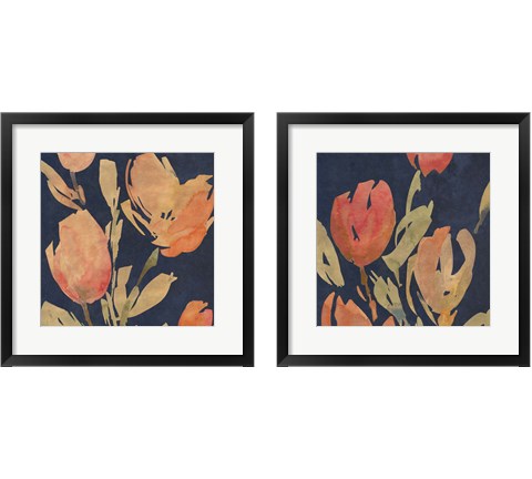 Dark Orange Tulips 2 Piece Framed Art Print Set by Lanie Loreth