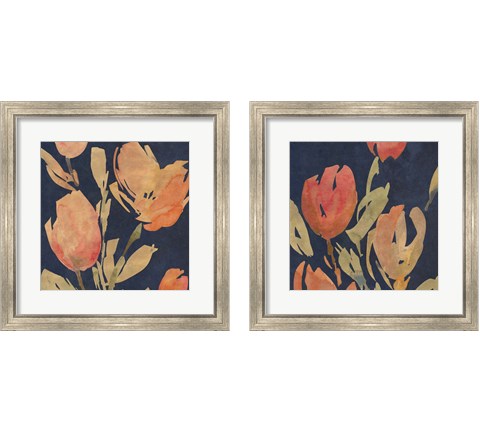 Dark Orange Tulips 2 Piece Framed Art Print Set by Lanie Loreth