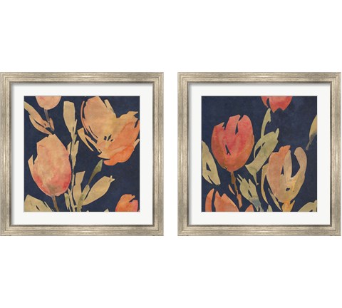 Dark Orange Tulips 2 Piece Framed Art Print Set by Lanie Loreth