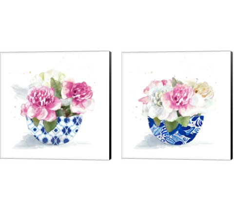 Peonies In A Bowl 2 Piece Canvas Print Set by Lanie Loreth