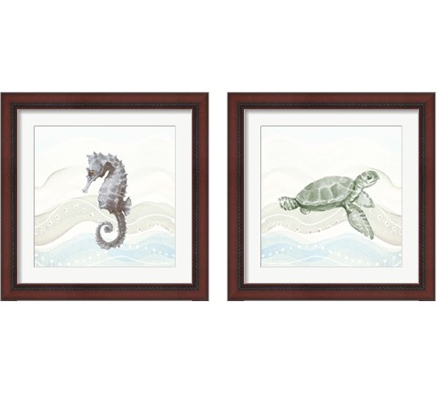 Sea Animal in Waves 2 Piece Framed Art Print Set by Lanie Loreth