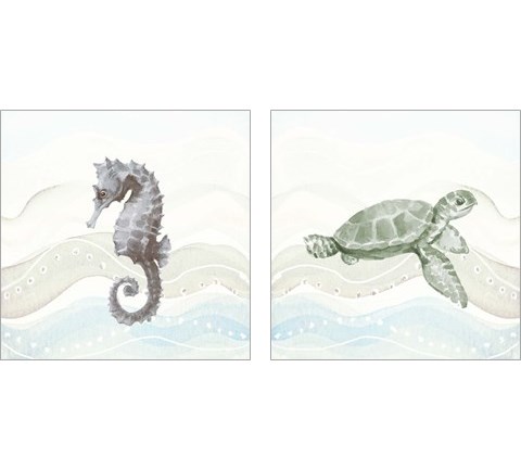 Sea Animal in Waves 2 Piece Art Print Set by Lanie Loreth
